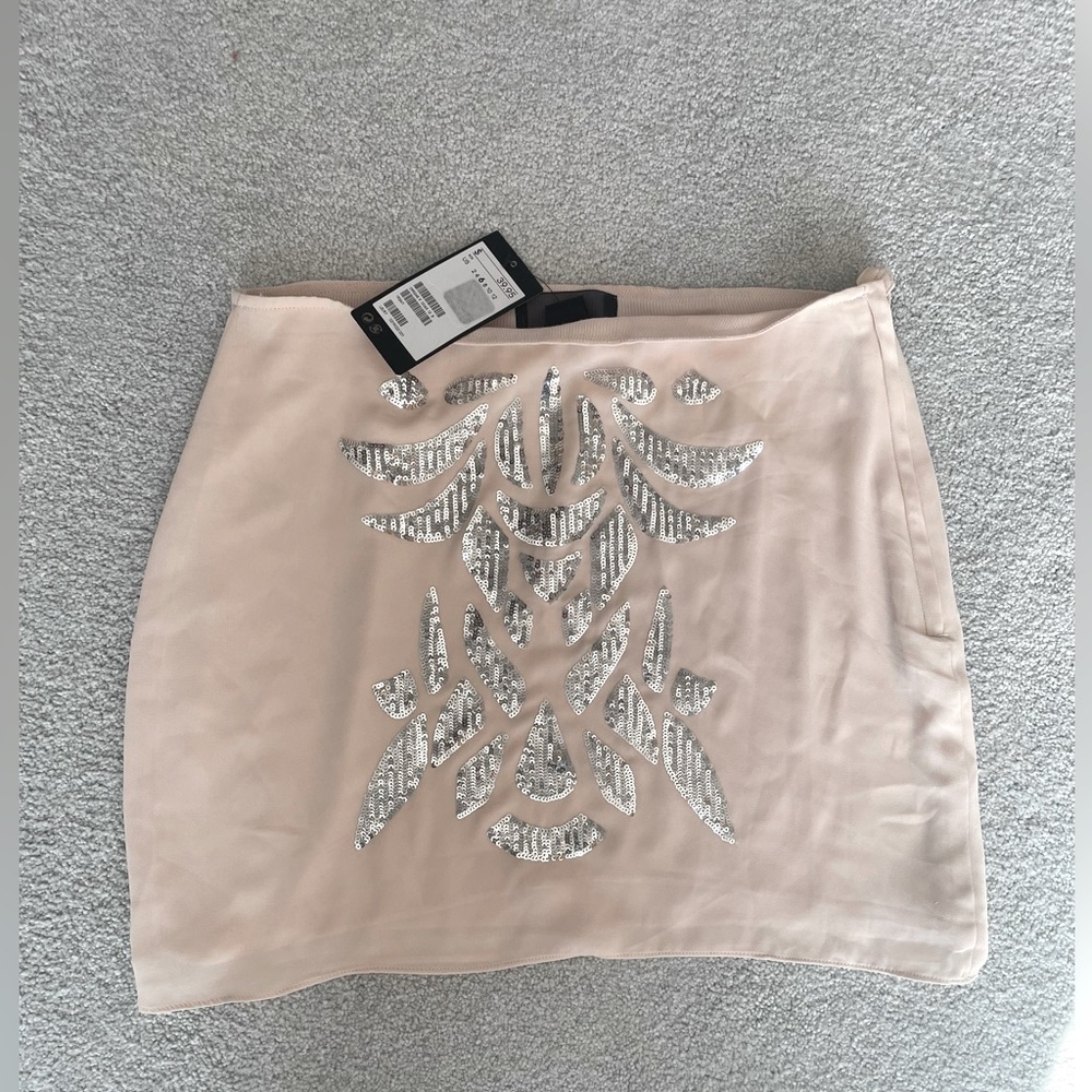 New H&M jeweled neutral mini skirt